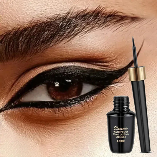 Ultra-Fine Waterproof Black Liquid Eyeliner - Quick-Drying Gel Formula